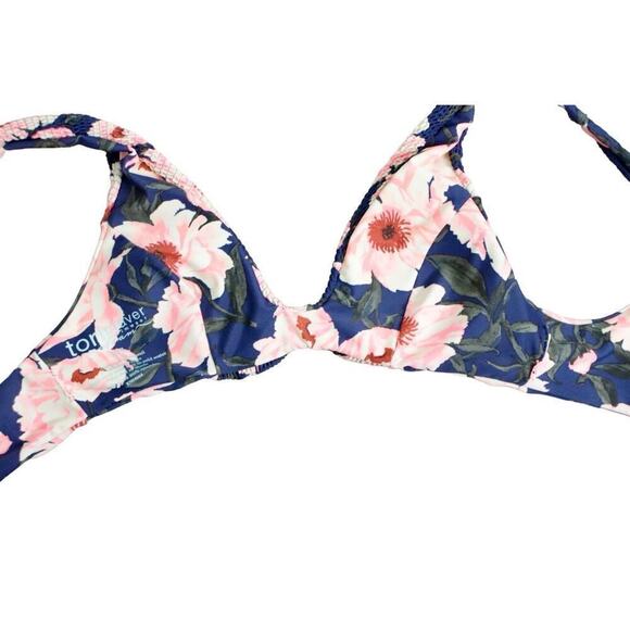 Tori Praver Hawaiian Inspired Floral Bikini Top Swim XS‎ Beach Vacation Coastal - Picture 2 of 6